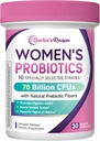 Recetas de doctores Probióticos para Mujeres, Prebióticos Orgánicos y Probióticos para Salud Digestiva, Salud Vaginal, 70 Billones CFU, 10 Strains, Estable de Estante, 30 cápsulas