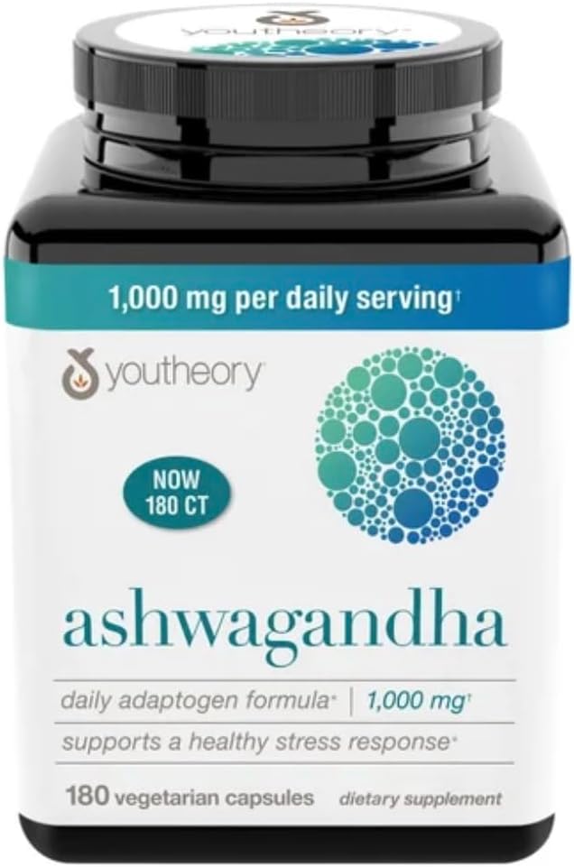 Teoría Ashwagandha 1000mg con KSM-66 - Ayuda a apoyar una respuesta saludable del estrés, 180 cápsulas (Pack of 1)