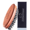 ZilberHaar Pocket Mustache and Beard Brush - Stiff Boar Bristles Small Brush - Perfect Beard Grooming Tool - Relieves beard itch - Short and Medium - Made in Europe