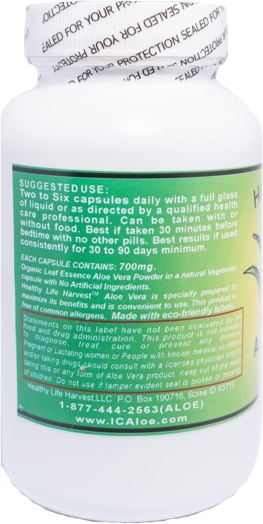 ICAloe Capsules - IC Suplementos, No GMO, Cistitis Intersticial para 30 años- Vegetariano - Cada botella tiene tapas 90 - 700 mg