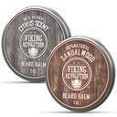 Vikingo revolución Citrus y Sandalwood Beard Balm - Butter Con Argan Oil, Softener Con Jojoba Oil, Moisturizer Con Beeswax - Wax para Hombres con Mango Butter (2oz, 2 Pack)