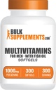 BulkSupplements.com Multivitamínico para Hombre Softgels - Suplemento Multivitamínico diario, multimineral para hombres con aceite de pescado - Gluten Gratis, 1 Softgel por Serving (1000mg), 300 Cuenta (Pack of 1)
