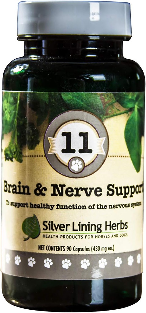 Silver Lining Herbs 11 Canine Brain &amp; Nerve Support - Natural Product Helps Maintain Nervous System, Brain, & Spinal Cord - Herbal Supplement Helps Maintain Happiness & Good Disposition - 90 Capsules