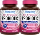 Probióticos para Mujeres, 120 Billones CFU 34 Strains, Prebióticos, Enzimas Digestivos, Arándano, Probiótico Femenino 4-en-1, Digestivo, Vaginal, Apoyo Inmunitario, 60ct (Pack of 2)