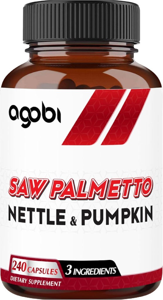agobi Saw Palmetto Suplemento con Nettle Leaf &amp; Pumpkin - Apoyo para el Mood Restablecido, Hair Health, Immune System &amp; Energy Production - 240 Veggie Capsules for 4-Month Suppply