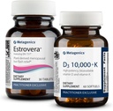 Metagenics Menopause Duo: HerWellness Estrovera - All-Natural, Hormone-Free Menopause Support Suplemento - 30 Tablets &amp; Vitamin D3 10,000 + K - for Bone & Heart Health - 60 Softgels