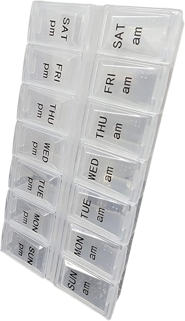 Twice a Day Pill Organizer, Weekly Day and Night Pill Container, Day and Night Medication or Vitamin for Morning or Night AM PM Separation (24)