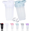 Shaker Bottle Protein Shakes Cup y 10 onzas/300ML Shaker-Bottle con Whisk Balls, Protein Shakers Bottles Set, plástico no BPA (White+Blue(2PCS))