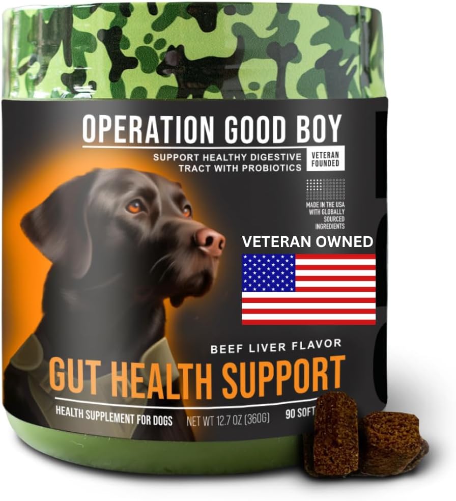 Operación Good Boy Probióticos para Perros, Suplemento Digestivo de Salud para Mascotas, Mandíbulas Probióticas diarias – 90 Trucos suaves, Ingredientes naturales, Veteranos - Saborado de carne
