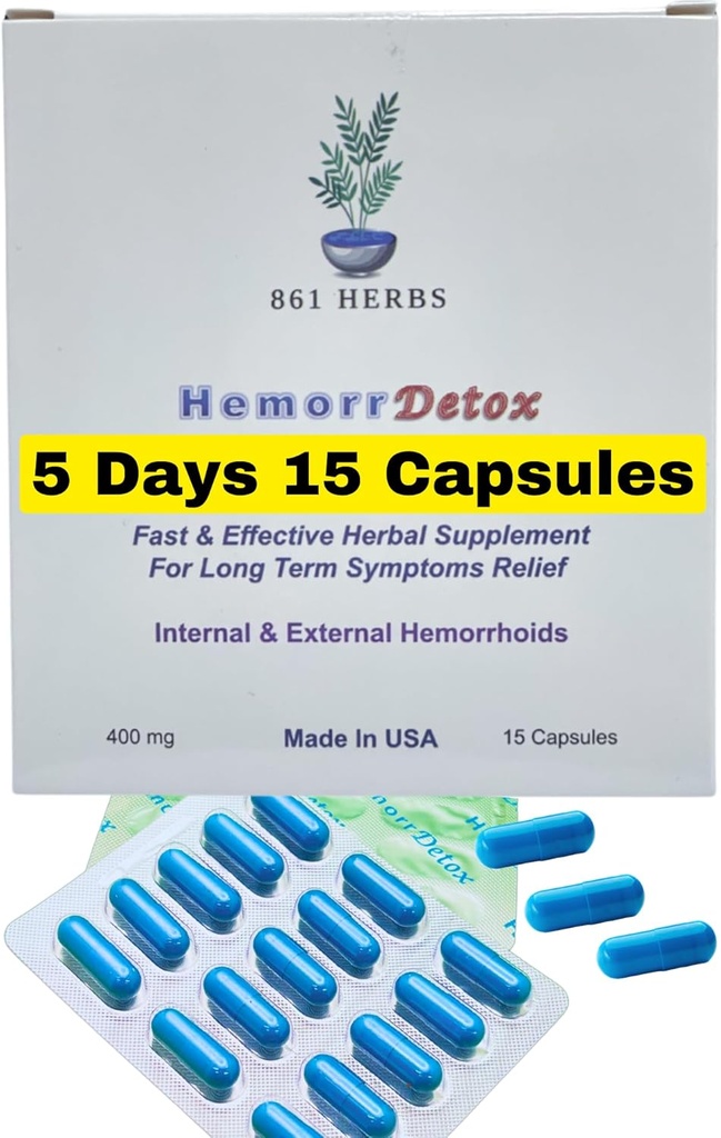 -5-Día 15 cápsulas, Alivio a largo plazo rápido, Herbs Natual Formula Remedy, Dirección Root Causas de Hemorroides.