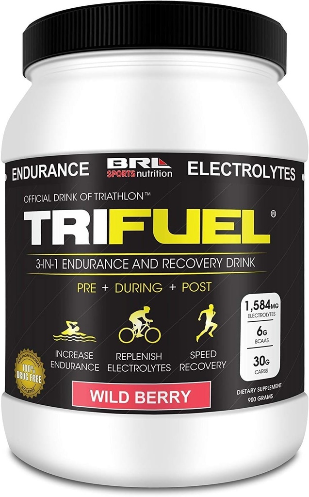 3-en-1 Endurance and Recovery, Hydration, BCAA, Electrolyte Enhanced Drink (Wild Berry)...