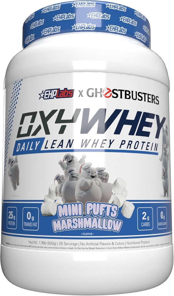 EHP Labs OxyWhey Whey Protein Isolate – 25g High Protein, Low Carb, Sugar Free Meal Replacement – Lean Whey Powder for Muscle Recovery – Non-GMO, Gluten Free – 25 Serves – Marshmallow