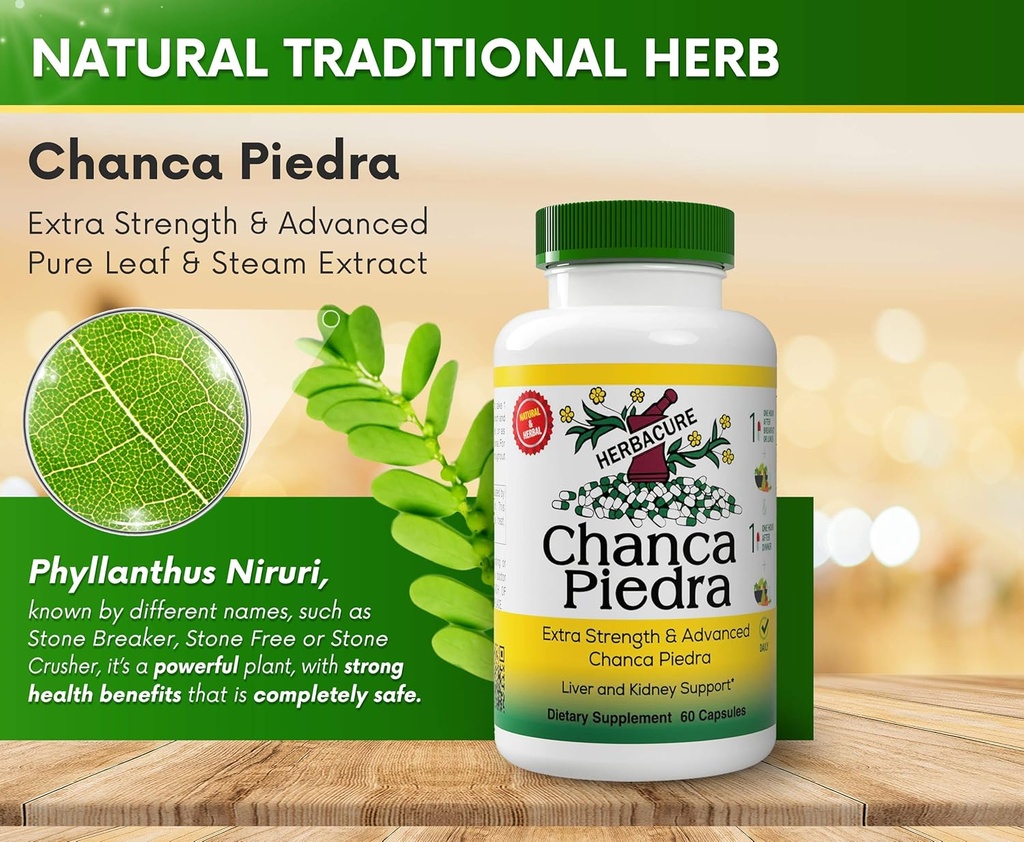 Chanca Piedra 500 mg 60 Capsules (Stonebreaker) - for Kidney, Stone and Urinary Health, Kidney Stone Supplement
