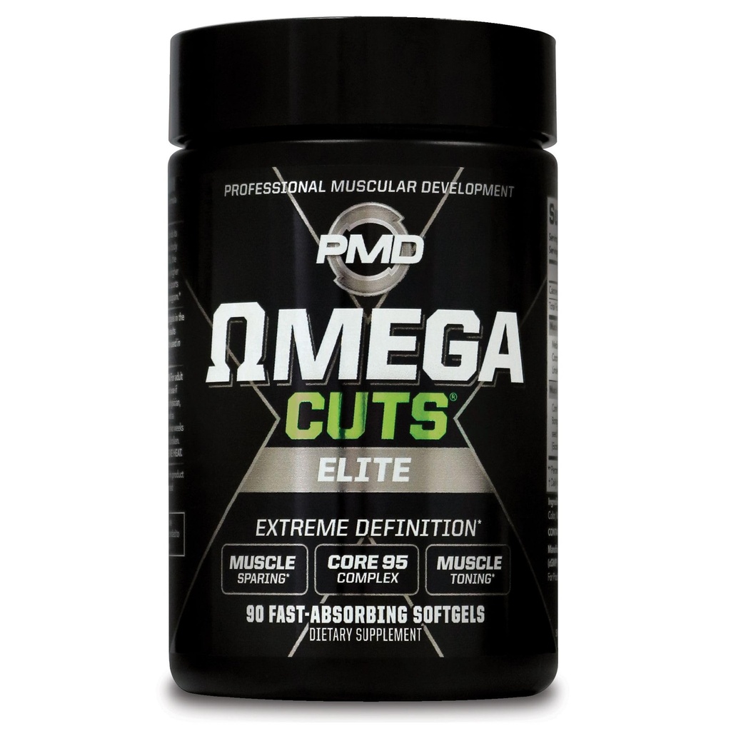 PMD Sports Omega Cuts Elite Fat Loss-Muscle Defining Formula - Omega Fatty Acids, MCT y CLA para la definición y mantenimiento muscular - Keto Friendly for Women and Men - Stimulant Free (90 Softgels)