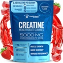 Creatine Gummies 5000mg, 30 Servings Creatine Monohydrate Gummies - Cretina testada de terceros para Mujeres, Sabor de Fresa Creatina para Hombres, Crecimiento muscular, Fuerza y Recuperación - Pack de 1
