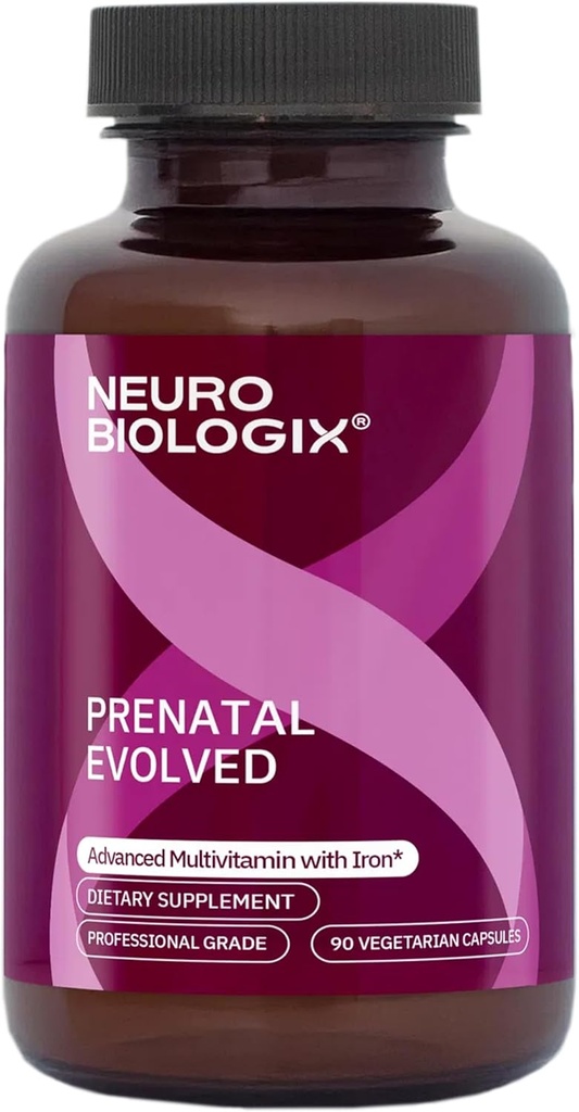 Prenatal Evolved – Soporte postnatal completo con 20+ Vitaminas y Minerales incluyendo hierro, folato de metilo " Choline – Gentle Absorbing Bone " Immune Support – 90 cápsulas vegetarianas