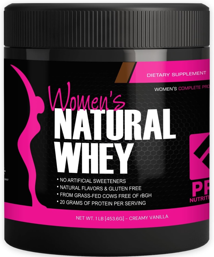 Whey Protein Powder for Women Vanilla Powder - Bajo Carb Gluten-Free Grasss-Fed rBGH-Free - Supports Weight Pérdida - Natural Stevia Sweetened Protein Shake, 20g (Creamy Vanilla, 1lb)