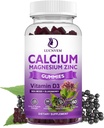 Azúcar libre de calcio Magnesio Zinc Gummies con elderberry y el mar Moss, Calcio Magnesio 2:1, Magnesio Glycinate, Potasio y Vitamina D3 para Huesos, Musculos, Calma Mood &amp; Sleep Support, 60 Gummies