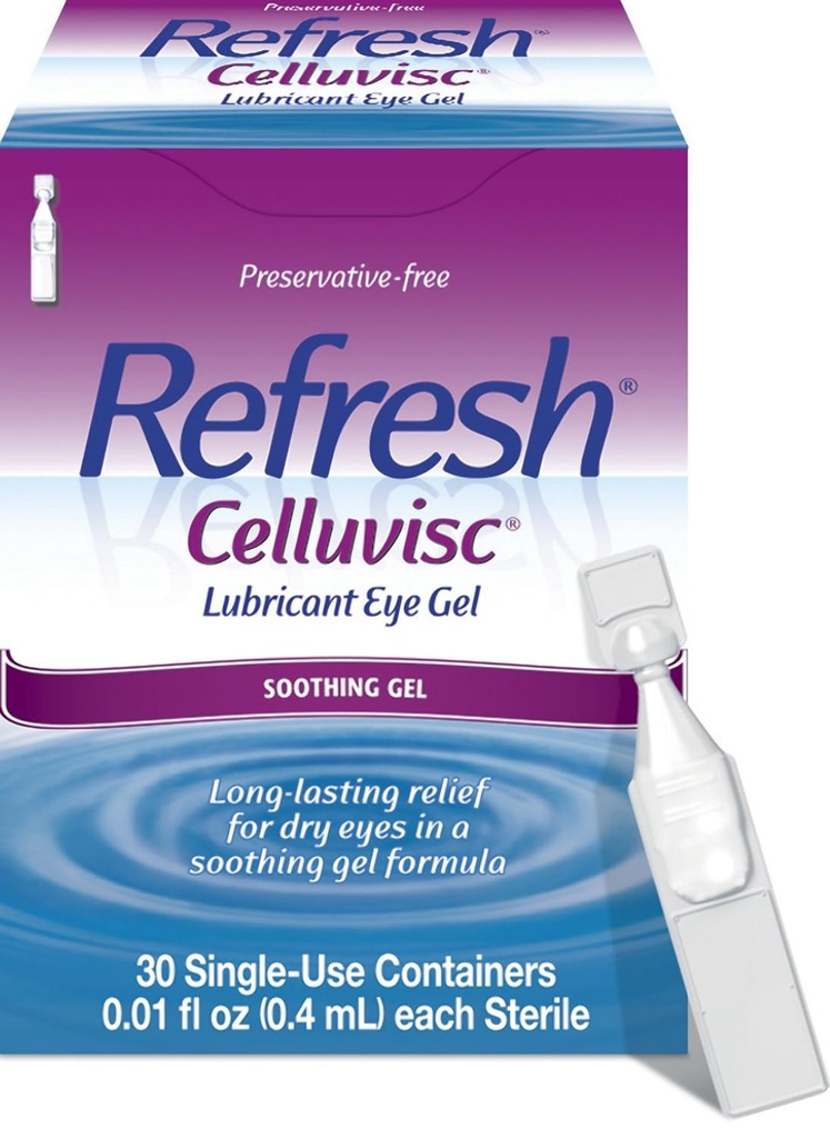 Refresh Celluvisc Lubricant Eye Gel For Dry Eyes, Preservative-Free Drops, 0.01 Fl Oz Single-Use Containers, 30 Count