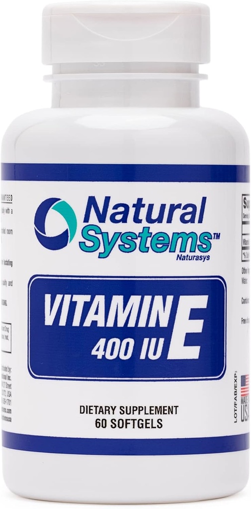 Vitamina E 60 Softgels 400 UI por Sistemas Naturales - Vitamina E Suplementos Apoyo al Sistema Inmunitario * - Vitamina E Softgels Cuidado de la piel - Vitamina Natural E No Azúcar, Sabores no artísticos o conservadores