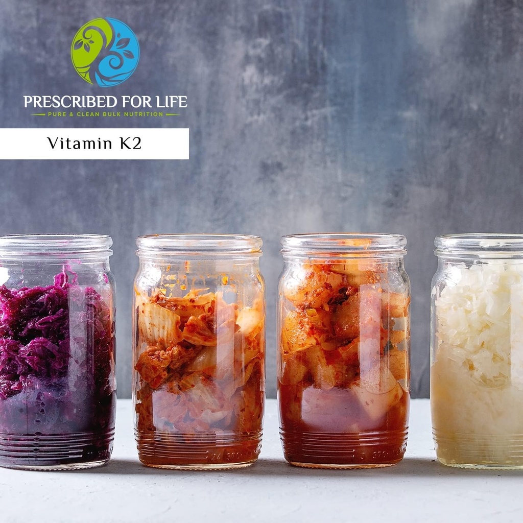 Prescrito para la vida Vitamina K2 MK7 Powder  K2 Suplemento de vitaminas para la salud y el bienestar  1% Menaquinone Powder (2 kg / 4.4 lb)