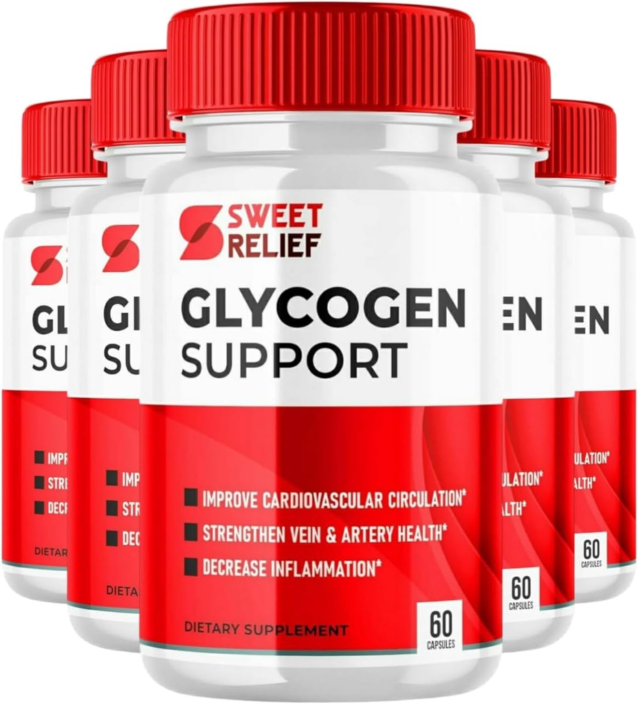 Sweet Relief Glycogen Support - Sweet Relief Blood Vessel Cleaner, Sweet Relief Capsules, Advanced Formula for General Wellness, SweetRelief (300 cápsulas, 5 Pack)
