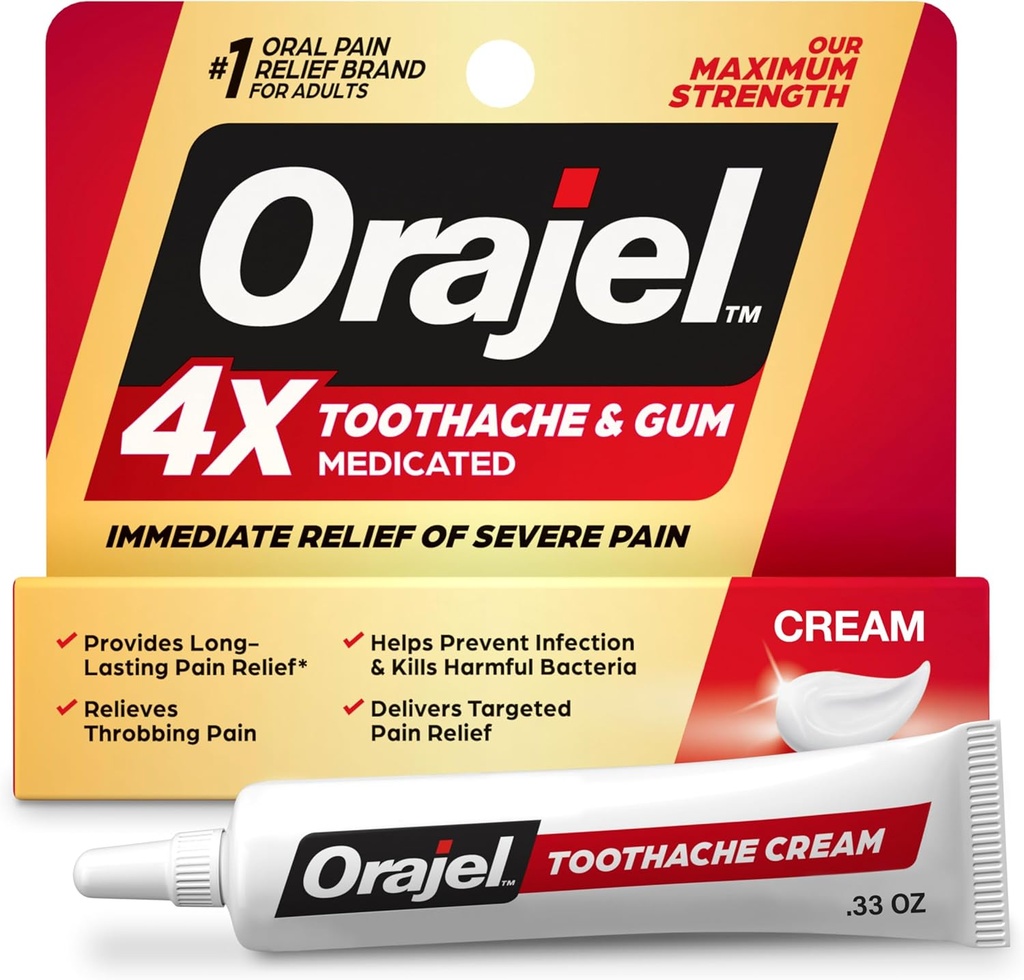 Orajel 4X para dolor de estómago &amp; Dolor de goma: tubo de crema severa 0.33oz- de la marca de alivio de dolor oral