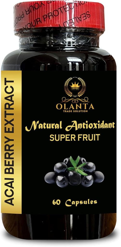 ACAI Berry Extract - Super Fruit Antioxidant, Natural Energy Booster, Acai Berry Powder Superfood, Supports Energy - 1 Botella 60 cápsulas