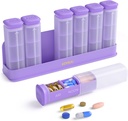 Weekly Pill Organizer 3X a Day, Detachable Pill Box 7 Day, Large 3 Times Daily Pill Case, Travel Pill Container Holder, Week Medication Dispenser Pillbox for Vitamin Supplement Medicine, Purple