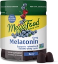 MegaFood Melatonin Gummies - Melatonin 3mg por Serving to Help Relax & Fall Asleep – Sleep Gummies for Adults - Berry Flavor, Non-GMO, Certified Vegan - 54 Conde (27 Servings)