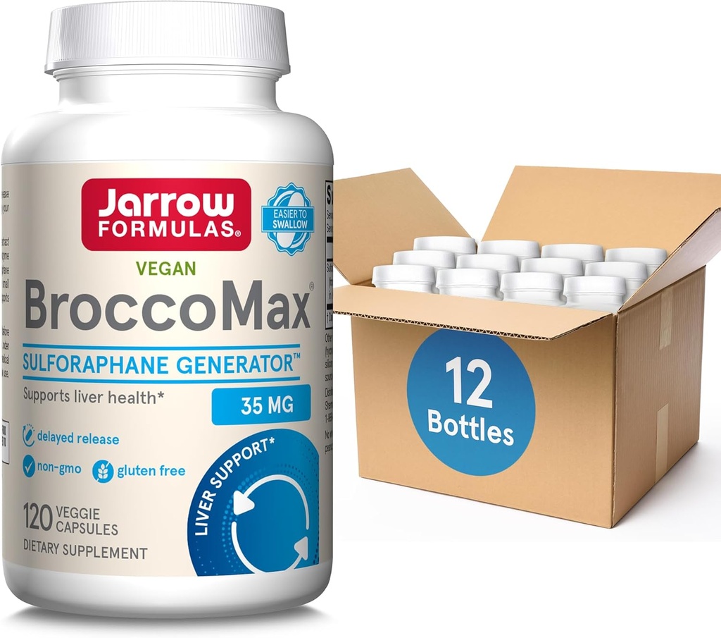 Jarrow Fórmulas BroccoMax Sulforaphane Glucosinolate 35 MG, Sulforaphane Generator admite Liver Health, 120 Veggie Capsules, Hasta 60 Day Supply,12 Packs