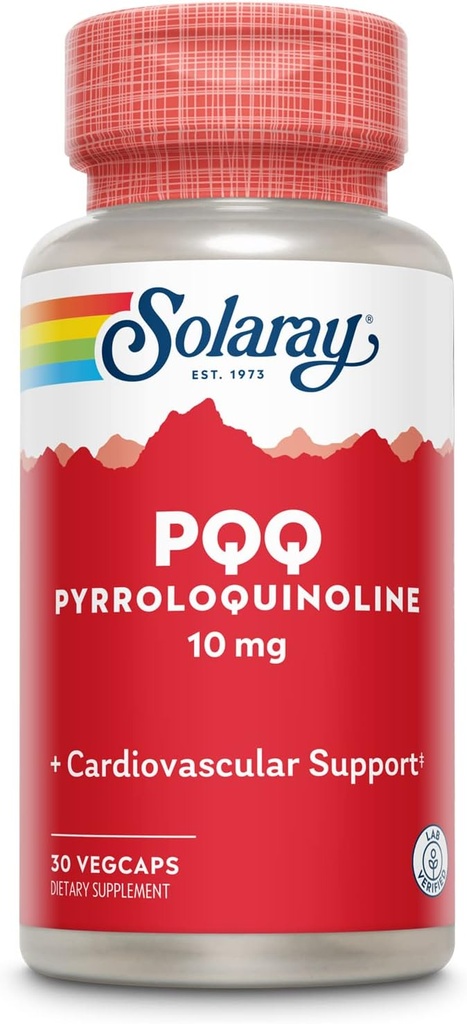 SOLARAY PQQ 10 mg, Pyrroloquinoline Quinone Suplemento, Cellular, Heart & Cognitive Function Support, 30 VegCaps