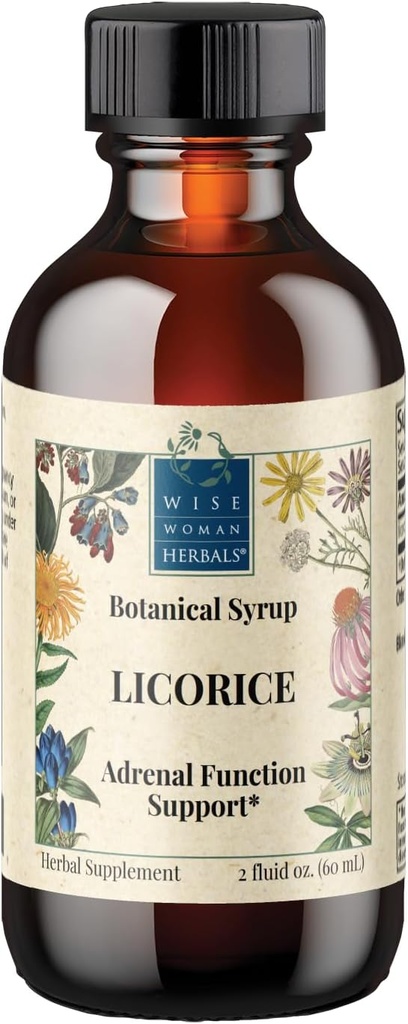 Wise Woman Herbals Licorice Botanical Syrup (extracto sólido anticipado) 4:1, Alcohol-Free, Herbal Digestive Comfort, Adrenal Balance, Immune, Respiratory &amp; Healthy Inflammatory Response Support, 2 Fl Oz