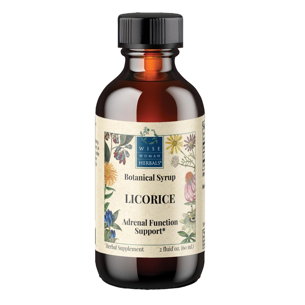 Wise Woman Herbals Licorice Botanical Syrup (extracto sólido anticipado) 4:1, Alcohol-Free, Herbal Digestive Comfort, Adrenal Balance, Immune, Respiratory &amp; Healthy Inflammatory Response Support, 2 Fl Oz