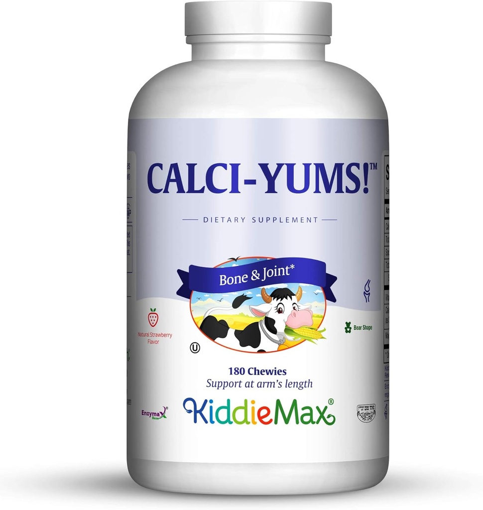 Maxi Health KiddieMax Calcium - CalciYum! - Flavored -Animal Shaped Chewies - Kosher (180 Conteo)