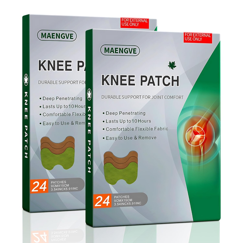 Herbal Knee Patch – 48 Pcs Self-Heating Pads for Joint Ease &amp; Muscle Relaxation – 12-Hour Heat Pad for Knee Relief, Pain Support & Comfort