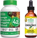Botanic Choice Mega Fruits and Veggies Blend (60 Capsules) + Lemon Balm Tincture (1 fl oz) Bundle - Energy Balance & Superfood Suplemento + Relax and Sleep Support