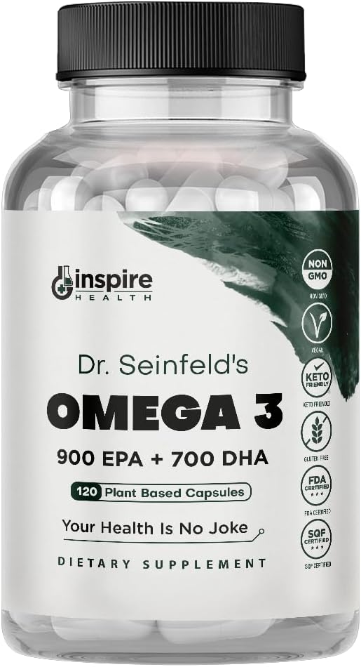 The Very Best Vegan Omega 3 Suplemento - 120 Capsules - Algae Omega 3 Suplemento Vegetariano - Plant Based Fish Oil Alternative - EPA DHA Suplemento - Hecho en EE.UU. - Heart Stress Relief Dr. Seinfeld
