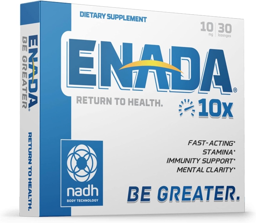 ENADA 10X NADH Suplemento con Fórmula de Vida Activa para el Estilo de Vida Activa ← Energía Natural Booster Grande para Jet Lag, Rendimiento Atlético " Estudiar Silencio Mejora la resistencia y la claridad mental