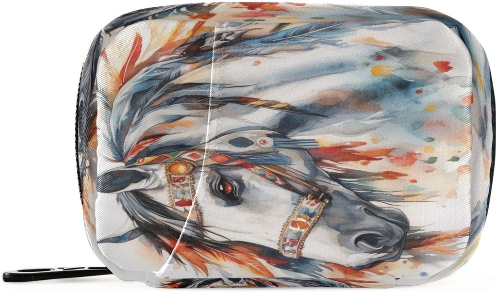 Ethnic Horse Travel Pill Organizer Bag, Weekly Daily Pill Case Bag Portable Pill Box for Vitamin Supplement Medicine