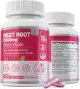 Beet Root Capsules 2000mg Nitric Oxide Suplementos w / Grape Seed Extract, Pomegranate Extract admite Circulación " Blood Flow, Energy for Men/Women, Organic Beetroot Powder, Non GMO, 240 Condes