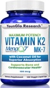 Vitamina K2 MK7 (MenaQ7) 100 mcg w / aceite de coco para absorción superior, suplemento dietético de salud, 120 cápsulas líquidos veganos para soportar fuerza de bonificación " Densidad para adultos Mujeres " Hombres