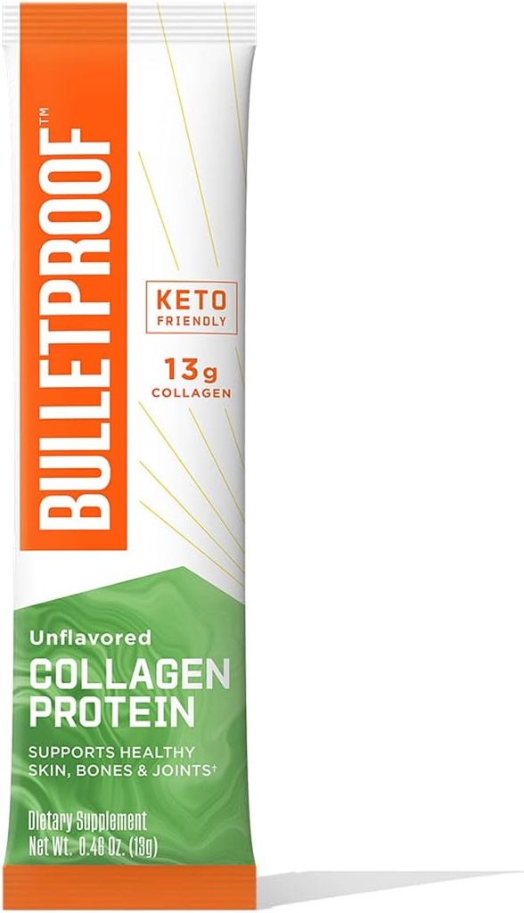 Collagen Protein Desenfadado GoPack de Polvo, 12g Proteína, 1 Pack, Bulletproof Grass Fed Collagen Peptides y Aminoácidos para la piel sana, huesos y articulaciones