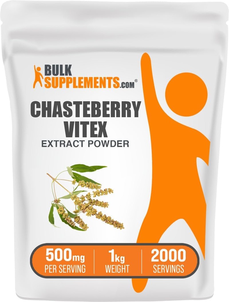 BulkSupplements.com Chasteberry Extract Powder - Chasteberry Sourced from Vitex Berry, Herbal Supplement - Vegan & Gluten Free, 500mg per Serving, 1kg (2.2 lbs) (Pack of 1)