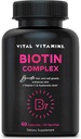 Vitaminas Vitales Complejo de Biotina - con ácido hialurónico, MSM, Collagen, " Vitamina C - Suplemento para el cabello, la piel, " uñas - 60 cápsulas