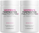 Codeage Women’s Daily Multivitamin, 25+ Vitaminas &amp; Minerals, Fermented, Organic Whole Foods, Probiotics Supplement - Vitamina A, B, C, D, E & K, Omega 3, Zinc – Vegan - 2 Pack