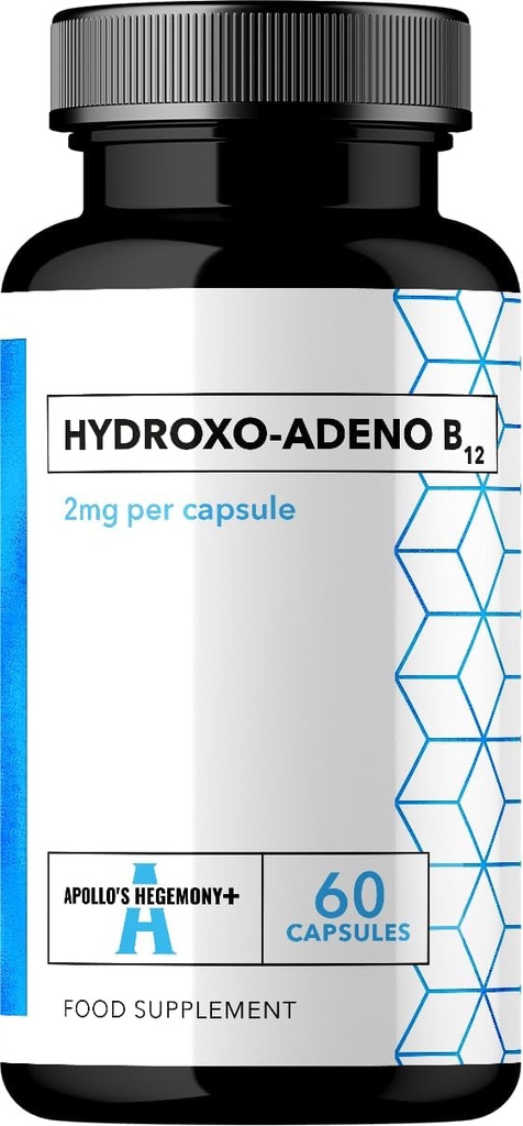 APOLLO'S HEGEMONY Hydroxo-Adeno 2 mg - High Absorption Vitamin B12-60 Vegan Capsules - 2 Month Supply - Supports Red Blood Cell Formation and Vital Energy Levels