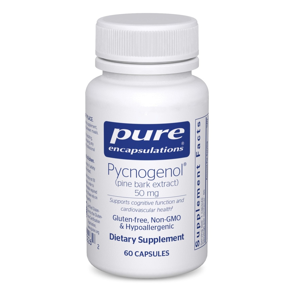 Pure Encapsulations Pycnogenol (Pine Bark Extract) 50 mg peru Hypoallergenic Supplement to Support Cognitive Function and Cardiovascular Health ← 60 Capsules