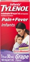 Infants' Tylenol Oral Suspension Liquid Medicine with Acetaminophen, Baby Fever Reducer & Pain Reliever for Minor Aches & Pains, Sore Throat, Headache & Toothache, Grape Flavor, 1 fl. Oz