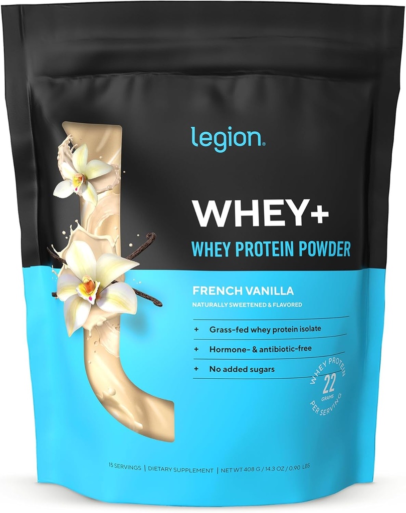 LEGION Whey+ Protein Whey Isolate from Grass Fed Cows - Whey Protein Isolate Powder Low Calorie, Non-GMO, Sugar Free, Lactose and Gluten Free, All Natural Protein Powder for Men &amp; Women (15 Servings)